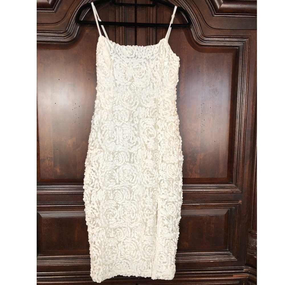 Dee Dee Off White Bodycon Dress with Slit